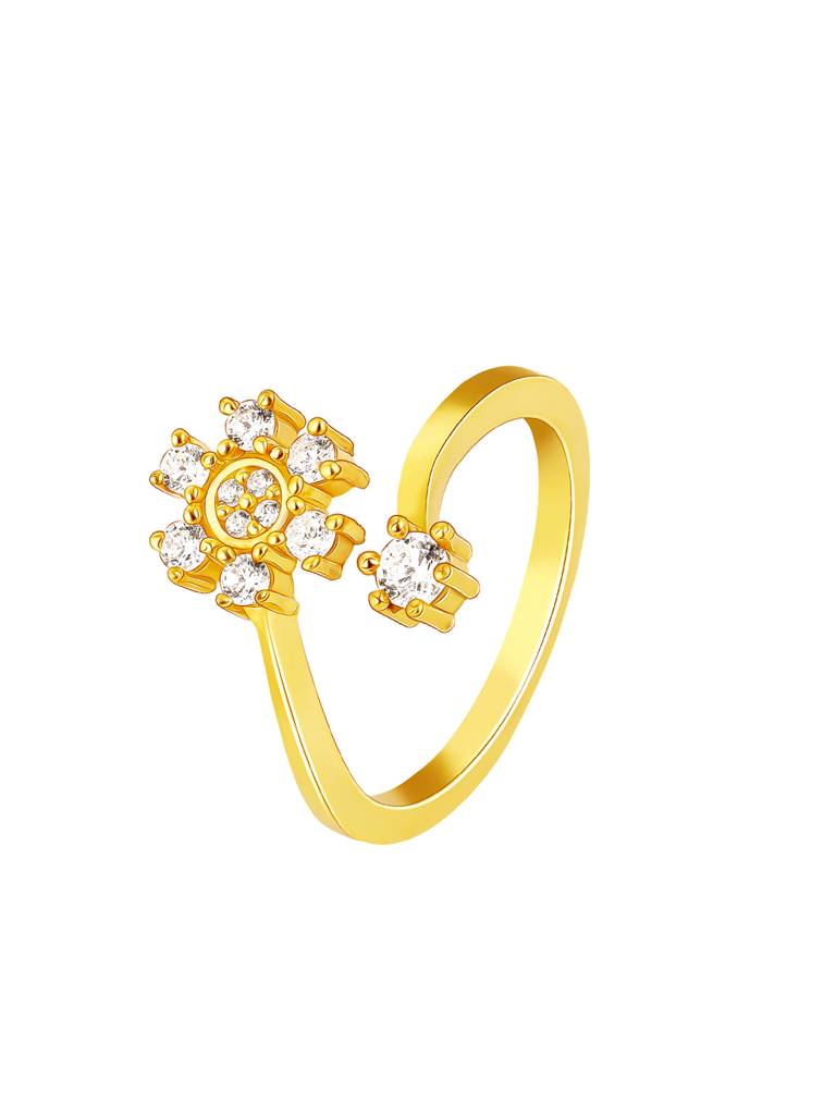 GIVA 925 Sterling Silver Anushka Sharma Golden Blooming Flower Ring
