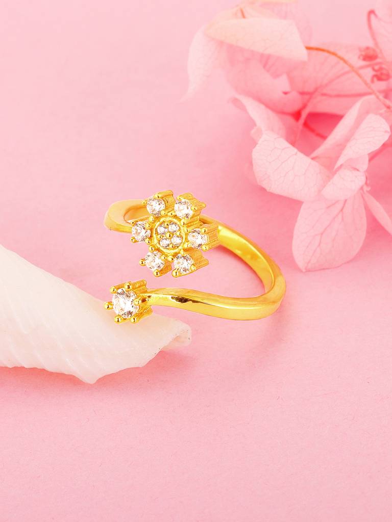 GIVA 925 Sterling Silver Anushka Sharma Golden Blooming Flower Ring