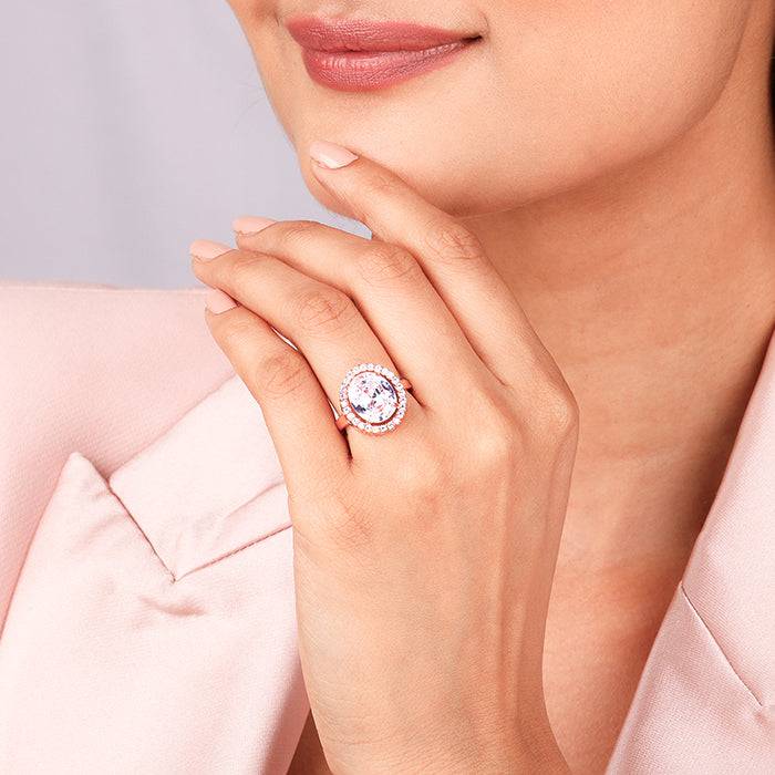 925 Silver Anushka Sharma Rose Gold Solitaire Ring : R075