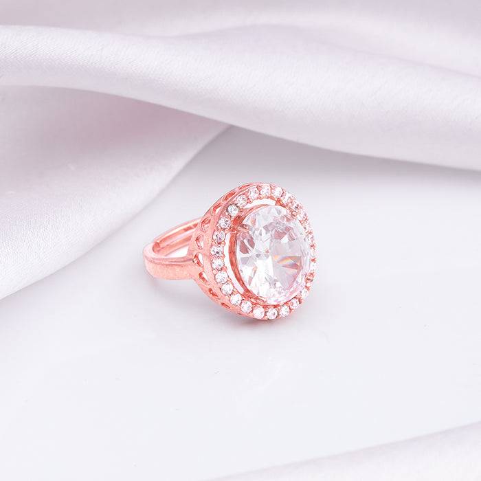 925 Silver Anushka Sharma Rose Gold Solitaire Ring : R075