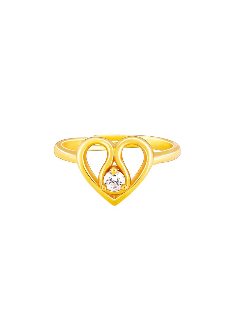 GIVA 925 Sterling Silver Golden Zircon Studded Heart Ring