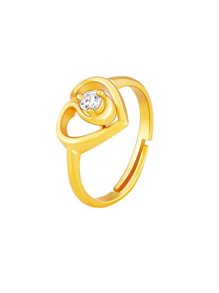 GIVA 925 Sterling Silver Golden Zircon Studded Heart Ring