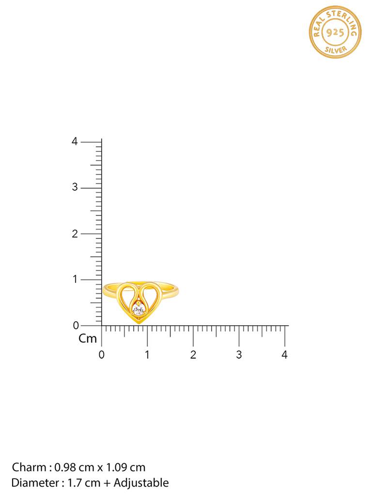 GIVA 925 Sterling Silver Golden Zircon Studded Heart Ring