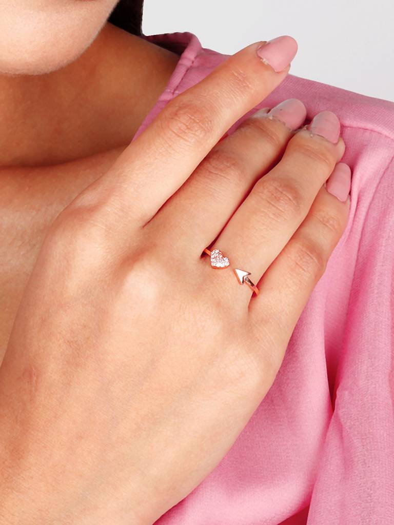 GIVA 925 Sterling Silver Rose Gold Cupids Conquest Ring