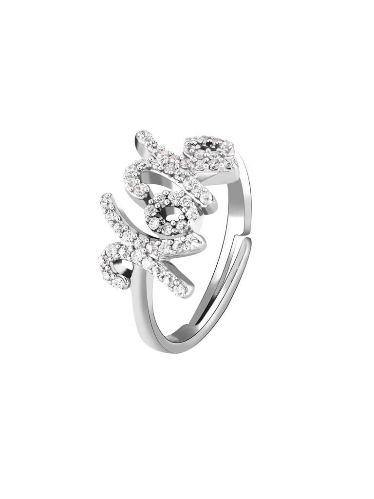 GIVA 925 Sterling Silver Zircon Studded Hugs and Kisses Rings