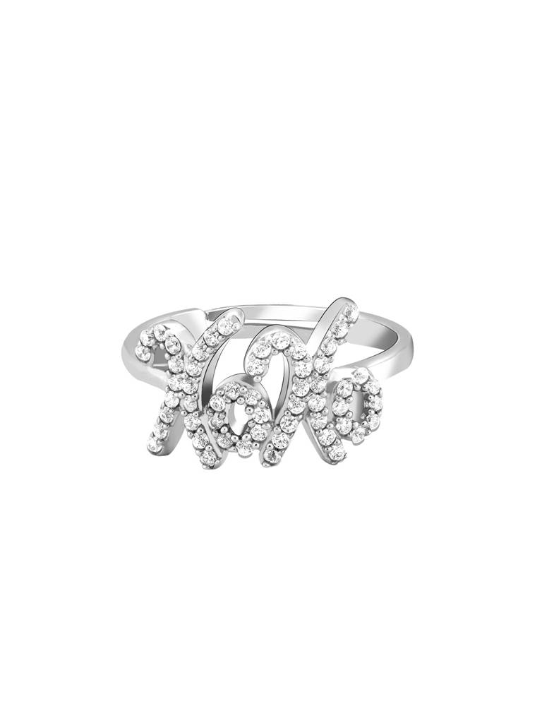 GIVA 925 Sterling Silver Zircon Studded Hugs and Kisses Rings