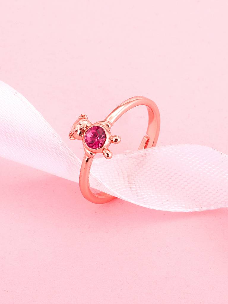 GIVA 925 Sterling Silver Rose Gold Cuddly Teddy Bear Ring