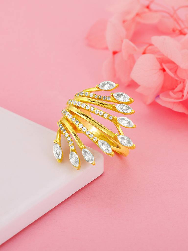 GIVA 925 Sterling Silver Anushka Sharma Golden Rays Ring