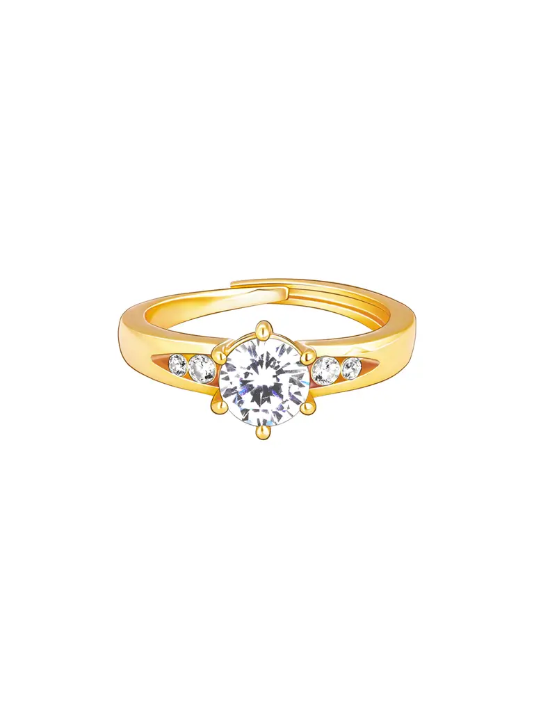 GIVA 925 Sterling Silver Golden Sparkling Solitaire Ring