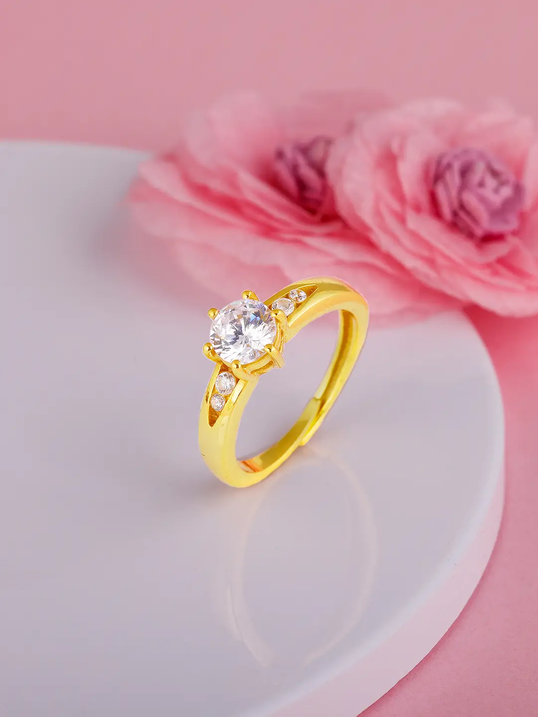 GIVA 925 Sterling Silver Golden Sparkling Solitaire Ring | GIVA 925 ...