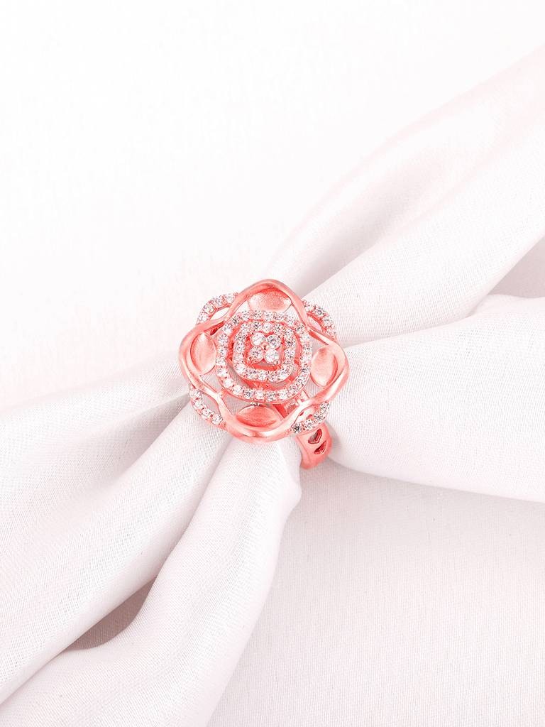 GIVA 925 Sterling Silver Anushka Sharma Rose Gold Love Spiral Ring