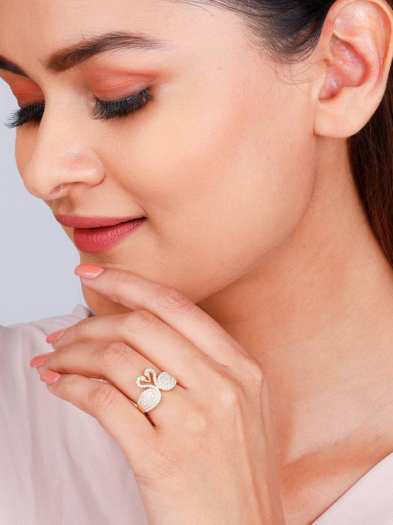 GIVA 925 Sterling Silver Golden Swan Love Ring