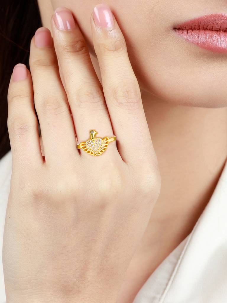GIVA 925 Sterling Silver Golden Dove Of Love Ring