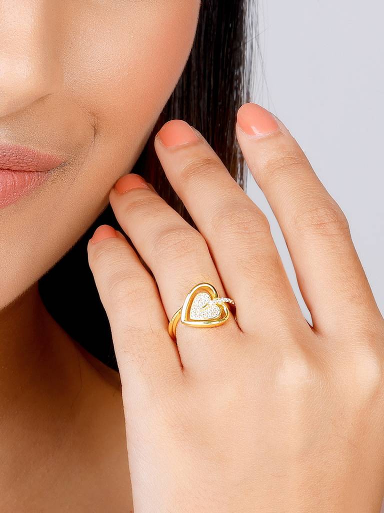 Giva 925 Sterling Silver Golden Falling For Your Heart Ring