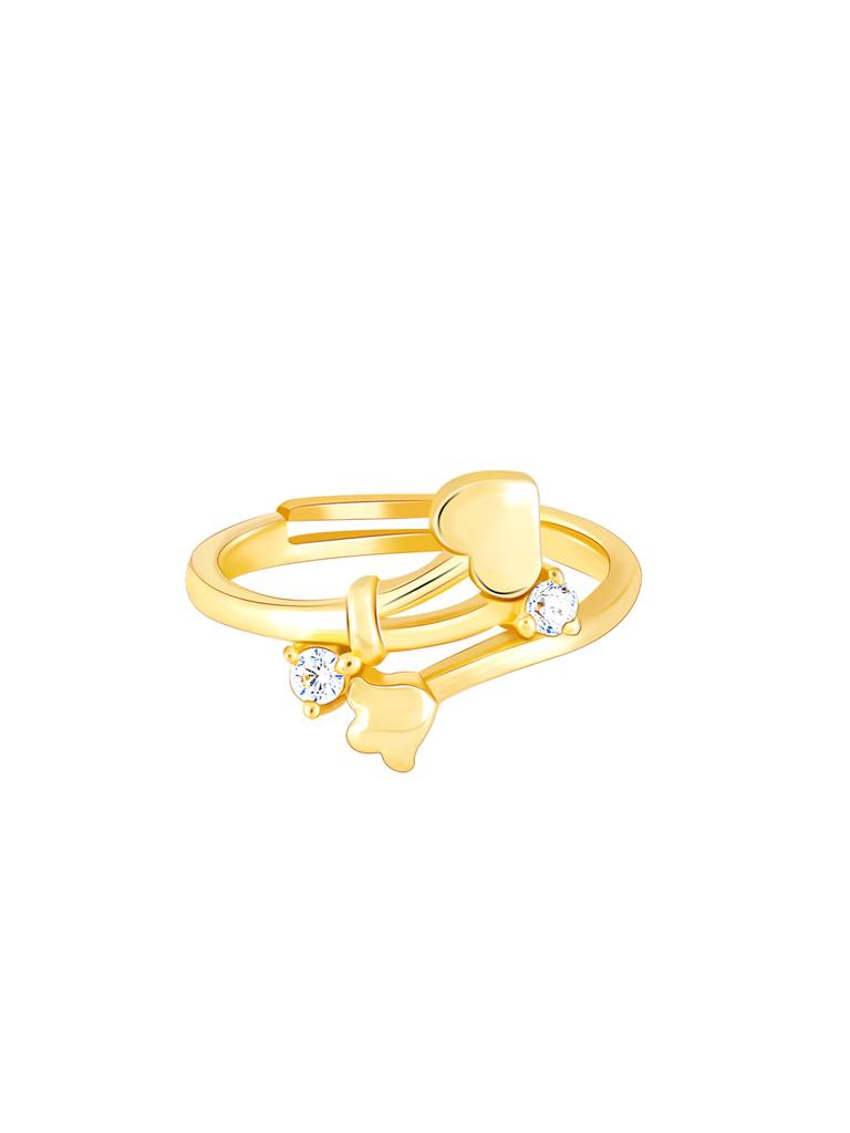 GIVA 925 Sterling Silver Golden Zircon Studded Blooming Love Ring