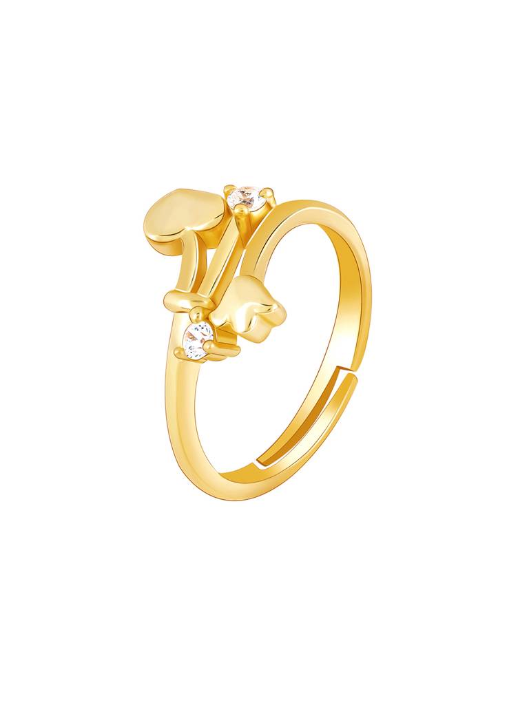 GIVA 925 Sterling Silver Golden Zircon Studded Blooming Love Ring