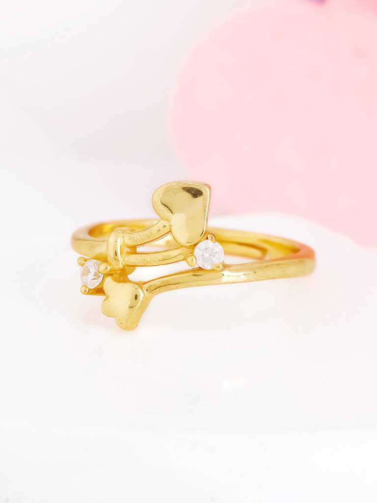 GIVA 925 Sterling Silver Golden Zircon Studded Blooming Love Ring