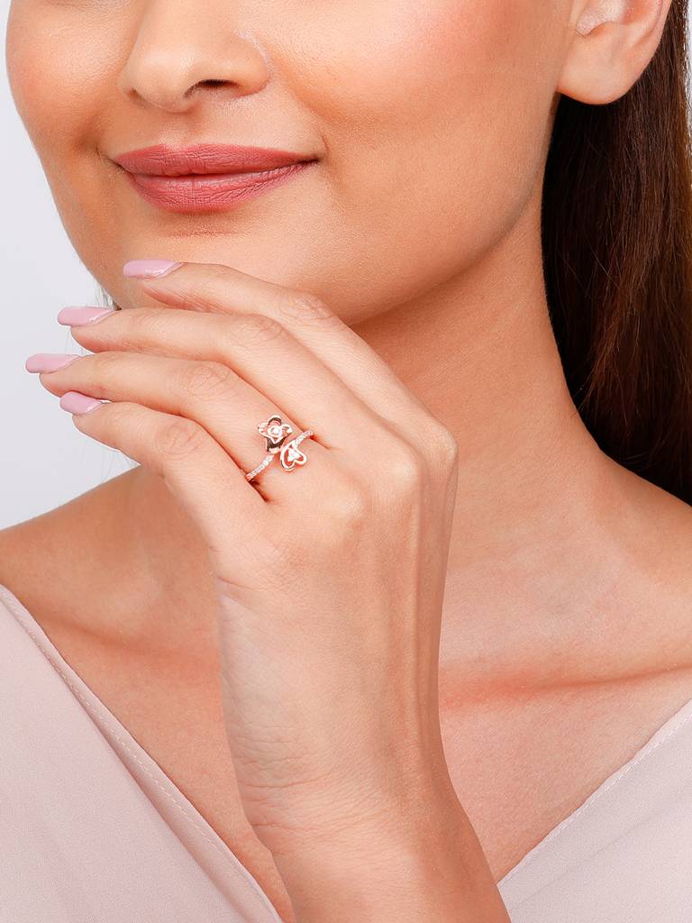 GIVA 925 Sterling Silver Rose Gold Blossoming Heart Ring