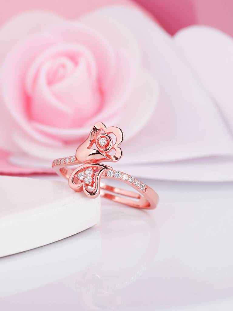 GIVA 925 Sterling Silver Rose Gold Blossoming Heart Ring