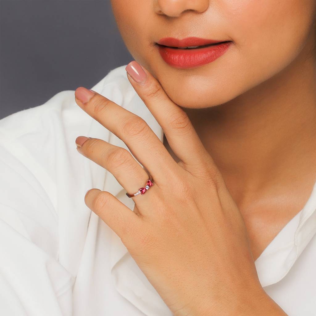Anushka Sharma Rose Gold Cherry Bow Heart Ring : R081