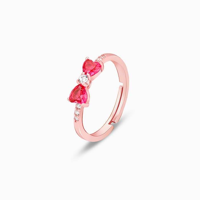 Anushka Sharma Rose Gold Cherry Bow Heart Ring : R081
