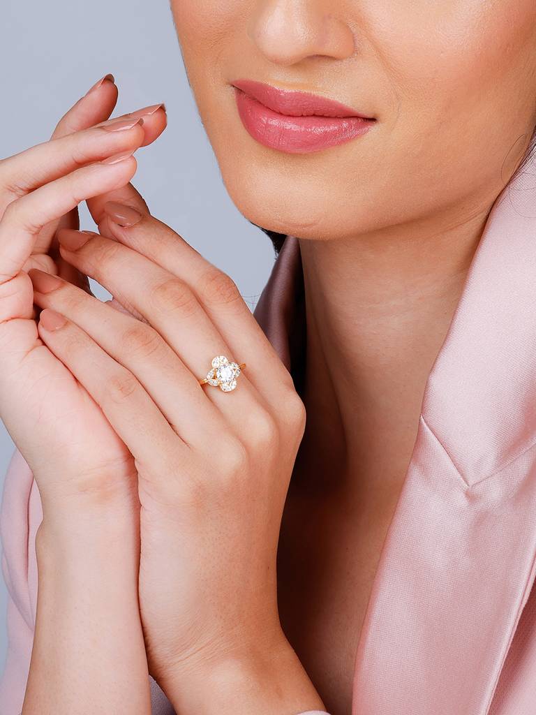 Giva 925 Sterling Silver Golden Bountiful Blossom Ring