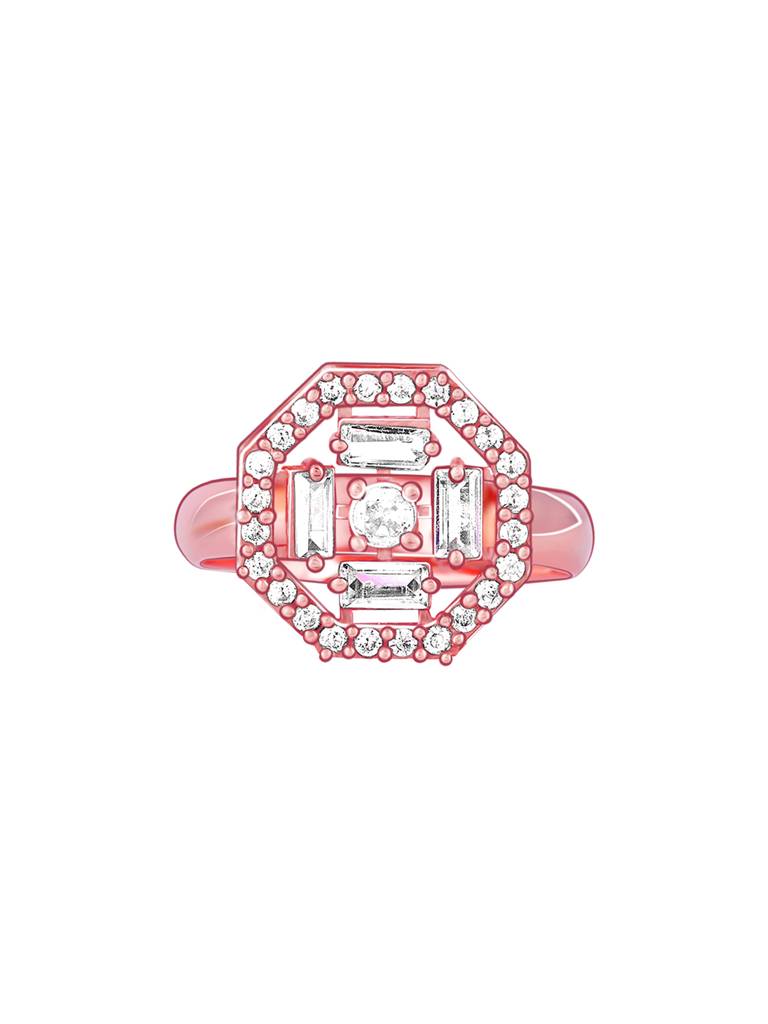 Giva 925 Sterling Silver Rose Gold Magnificent Cocktail Ring
