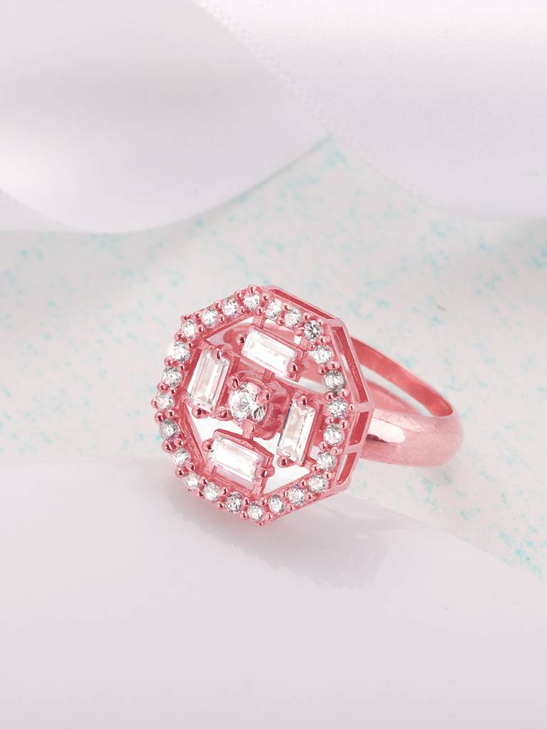 Giva 925 Sterling Silver Rose Gold Magnificent Cocktail Ring