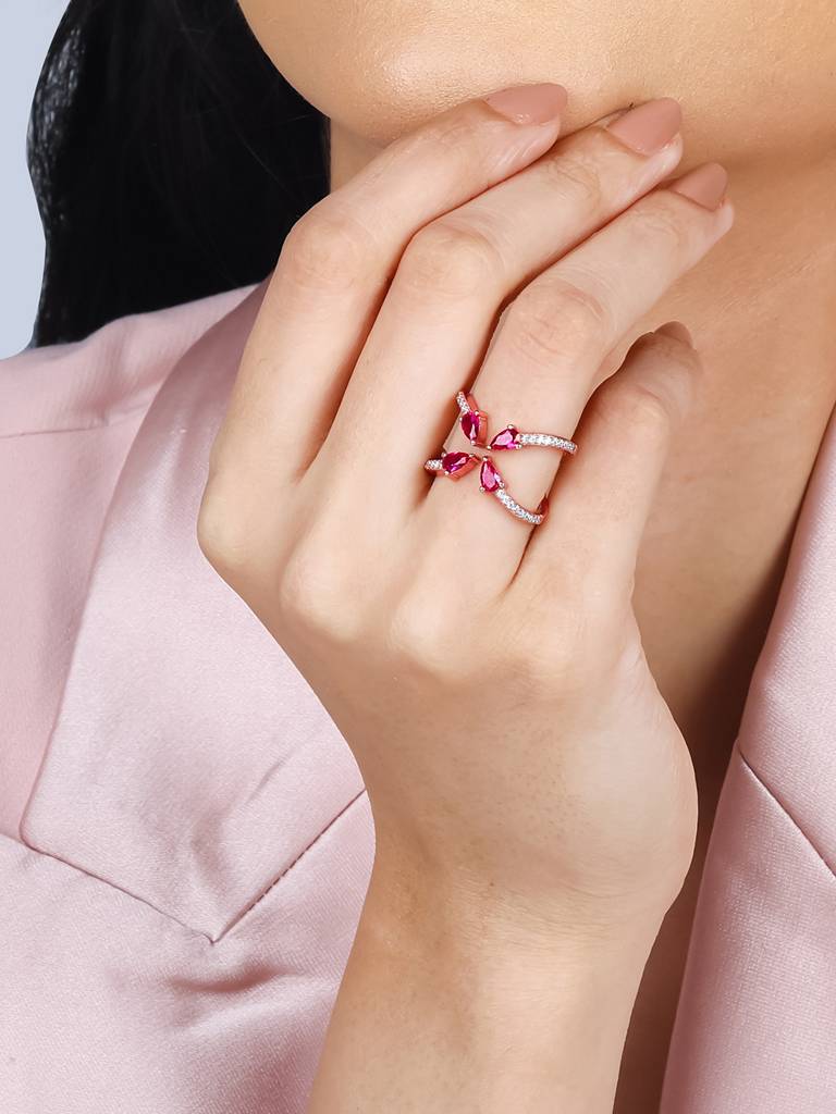 Giva 925 Sterling Silver Rose Gold Cute Carnation Ring