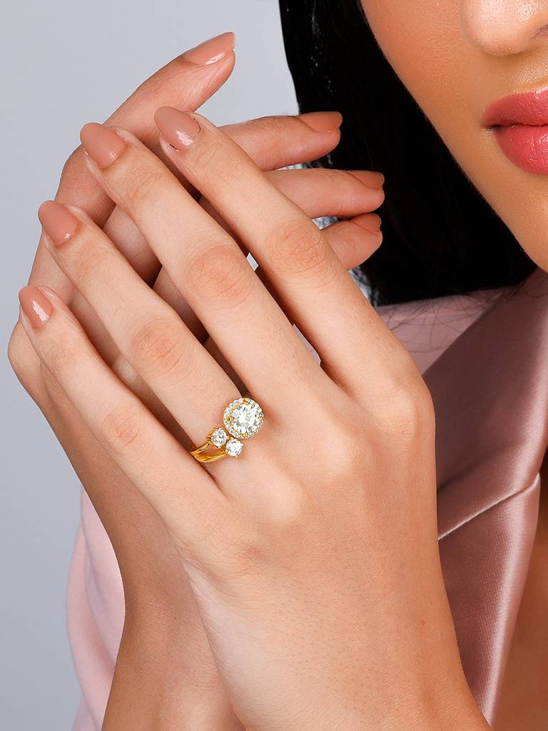 Giva 925 Sterling Silver Golden Galaxy Glitter Ring