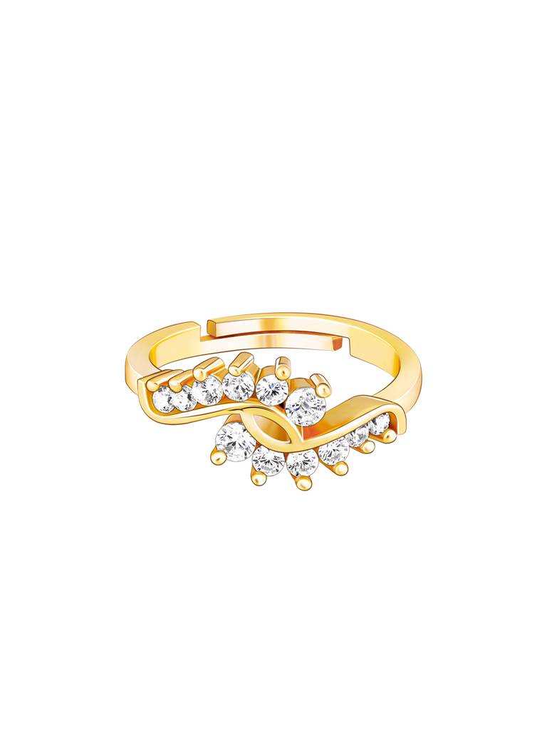 GIVA 925 Sterling Silver Golden Zircon Studded Paisley Ring