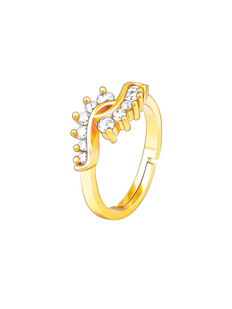 GIVA 925 Sterling Silver Golden Zircon Studded Paisley Ring