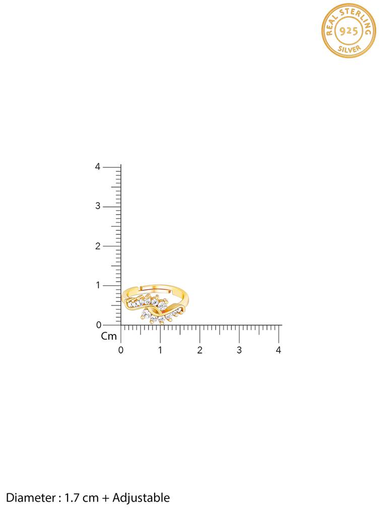 GIVA 925 Sterling Silver Golden Zircon Studded Paisley Ring
