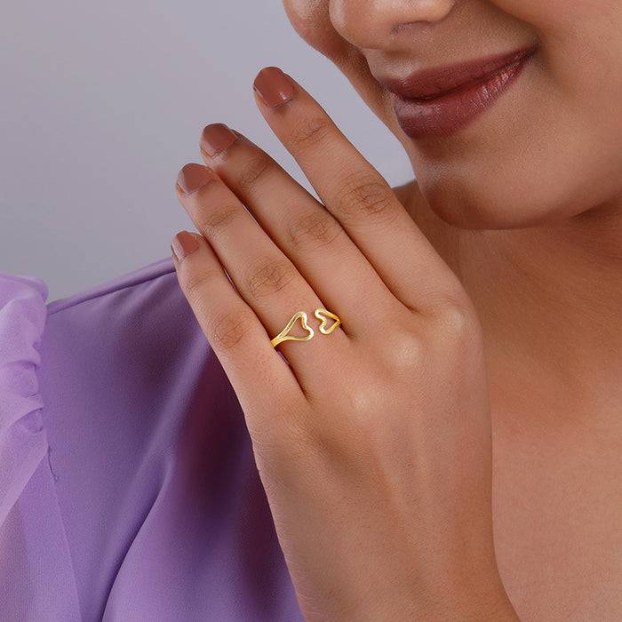 Giva 925 Silver Golden Hugging Hearts Ring,Adjustable| Gifts For Women And Girls | With Ce : R0869