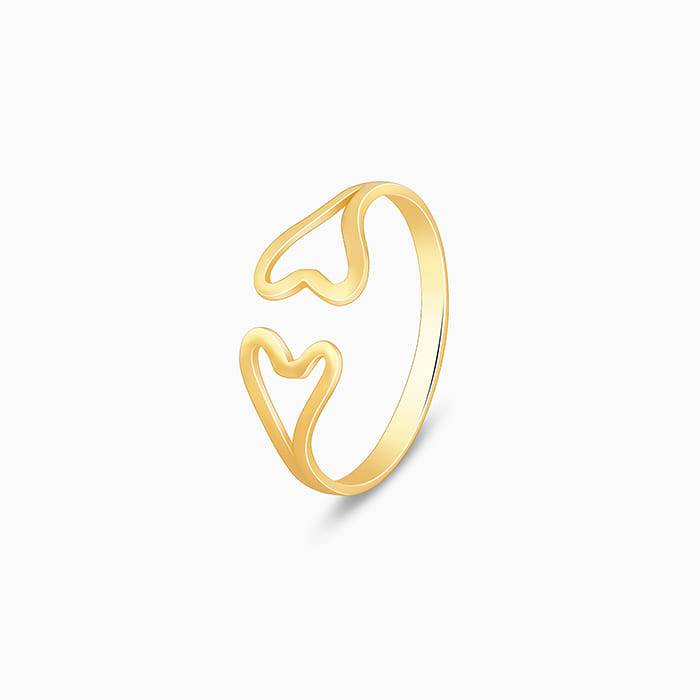 Giva 925 Silver Golden Hugging Hearts Ring,Adjustable| Gifts For Women And Girls | With Ce : R0869