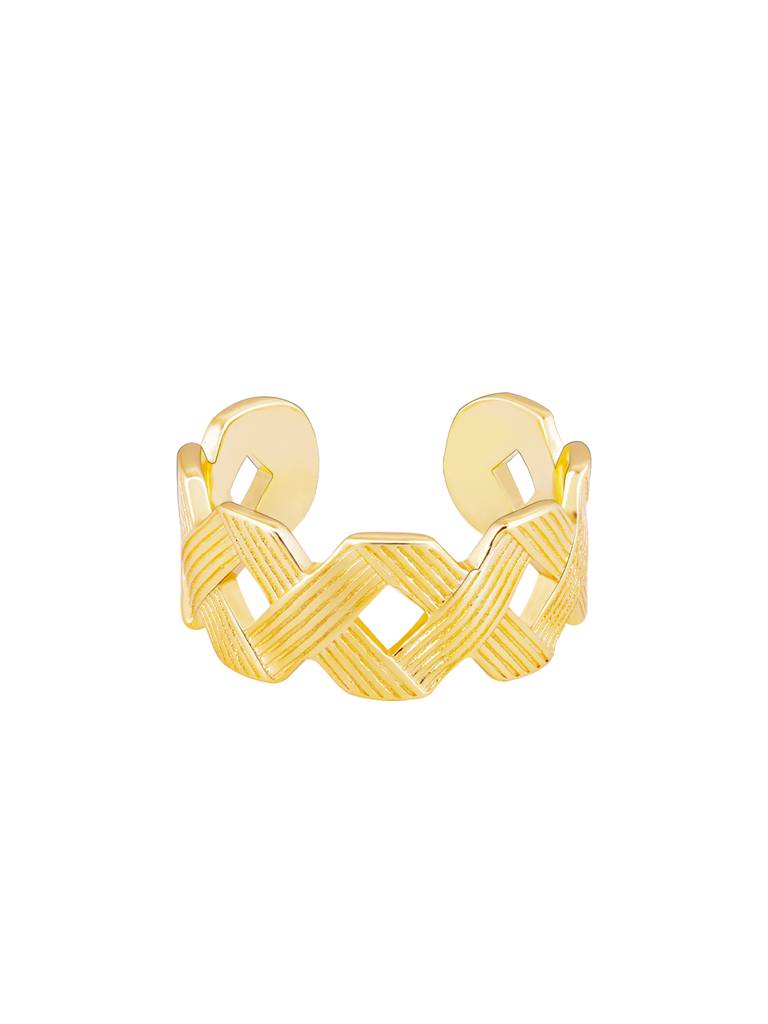 GIVA 925 Sterling Silver Golden Woven Together Ring