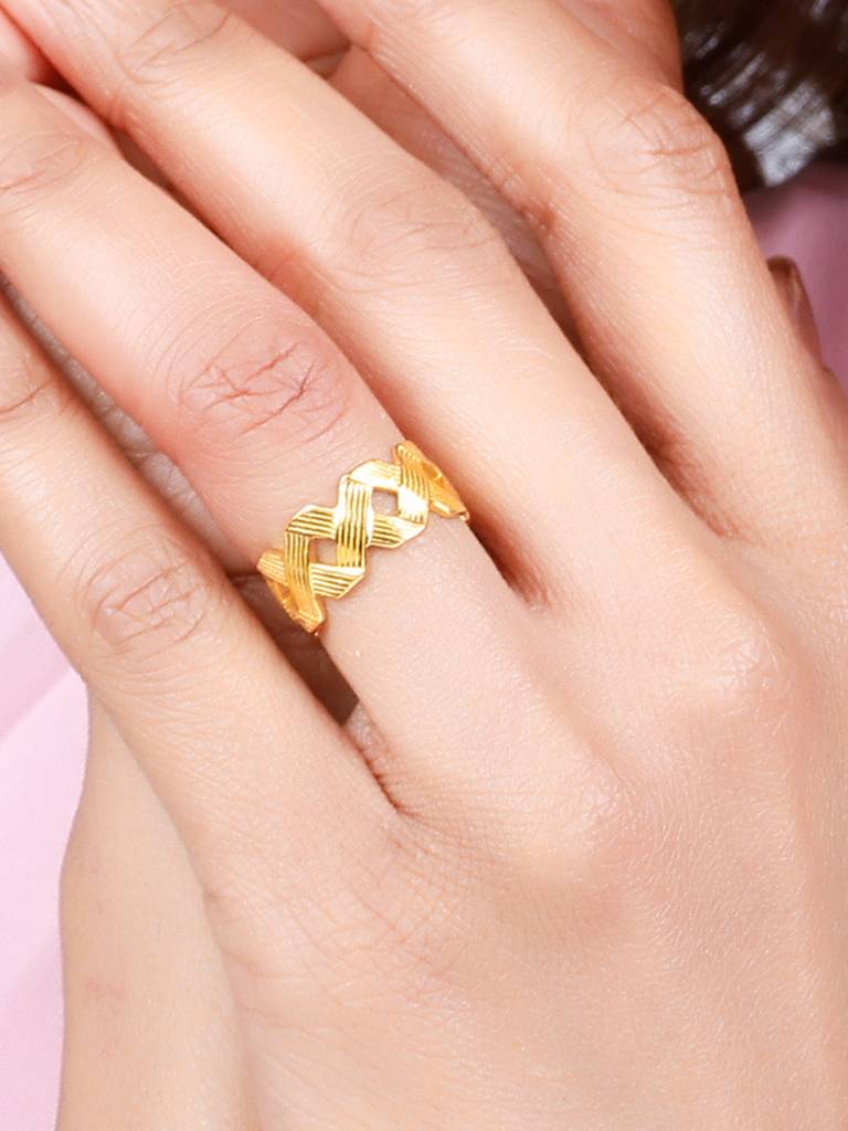 GIVA 925 Sterling Silver Golden Woven Together Ring