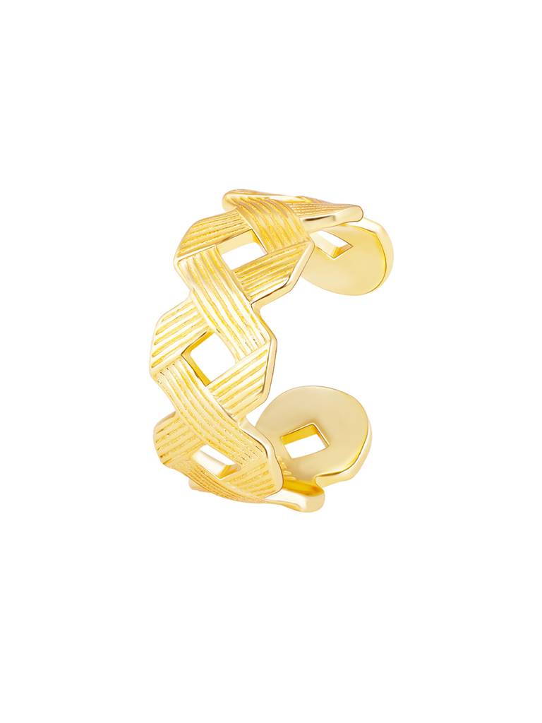 GIVA 925 Sterling Silver Golden Woven Together Ring