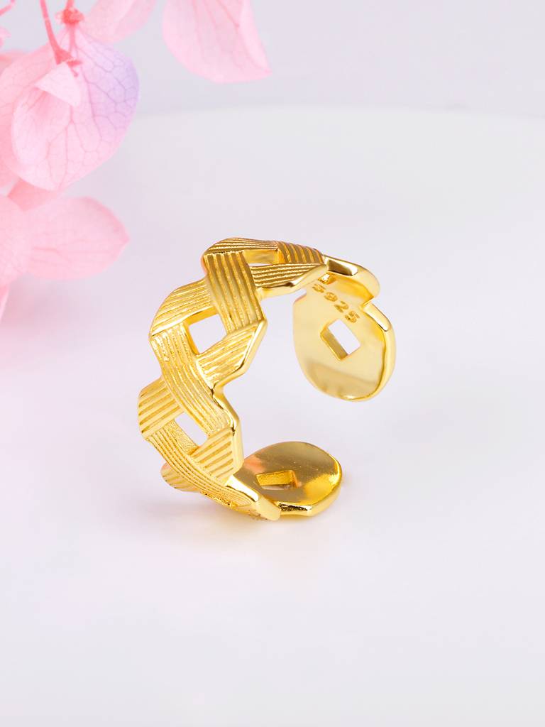 GIVA 925 Sterling Silver Golden Woven Together Ring