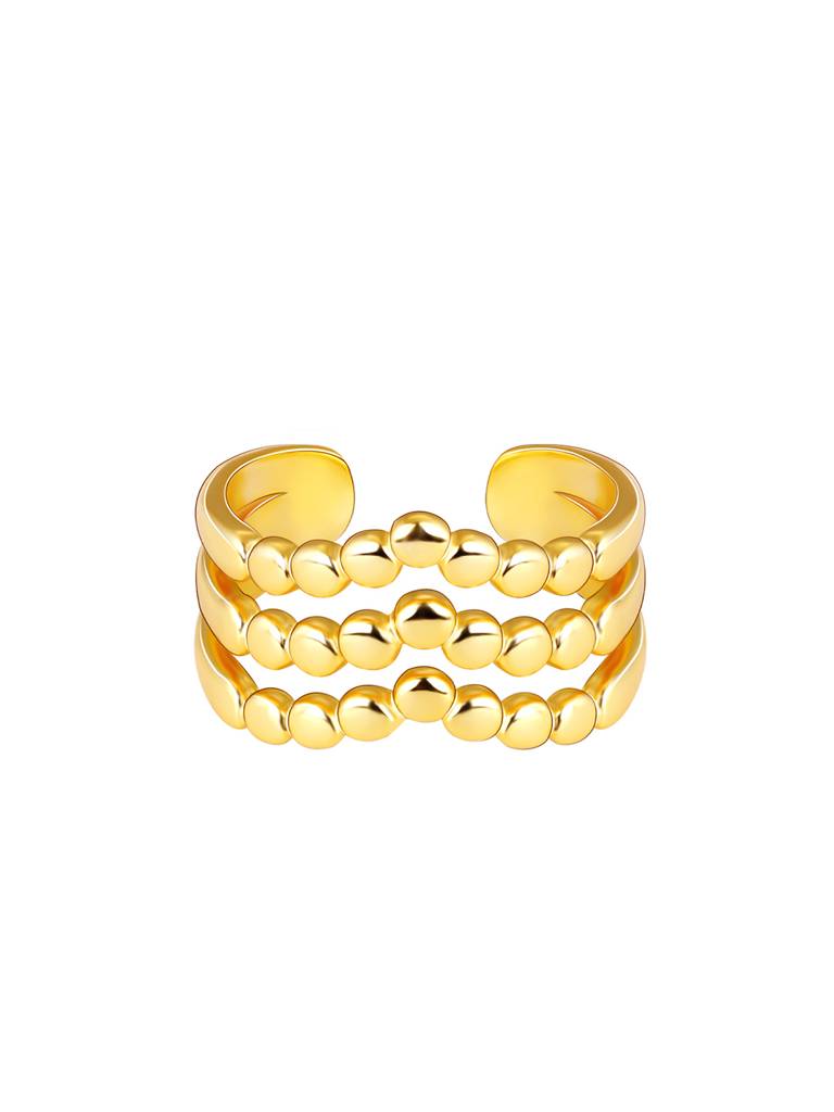 GIVA 925 Sterling Silver Golden Beads Triple Tiara Ring