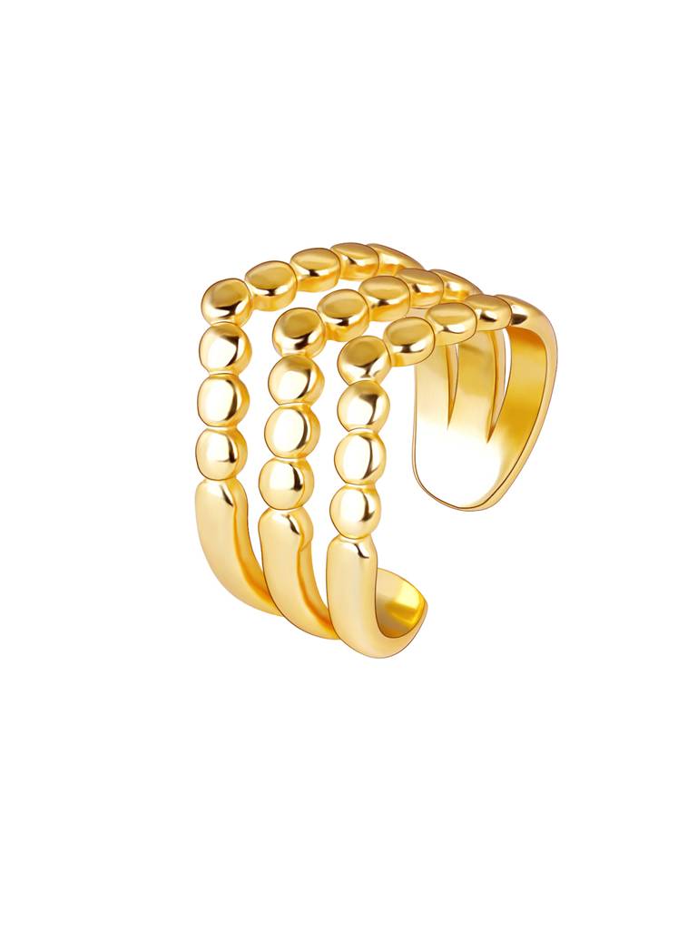 GIVA 925 Sterling Silver Golden Beads Triple Tiara Ring