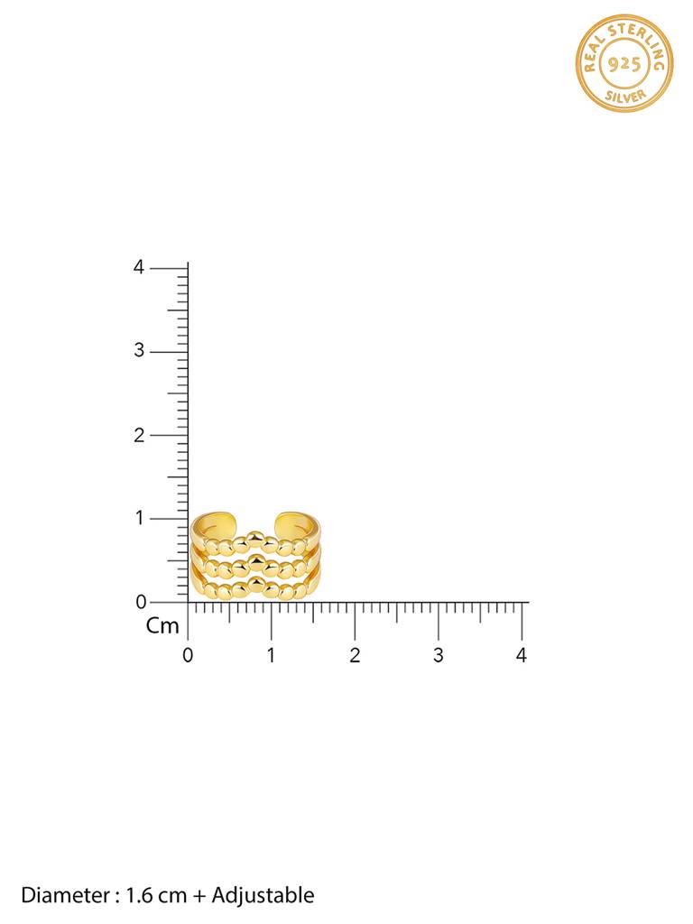 GIVA 925 Sterling Silver Golden Beads Triple Tiara Ring