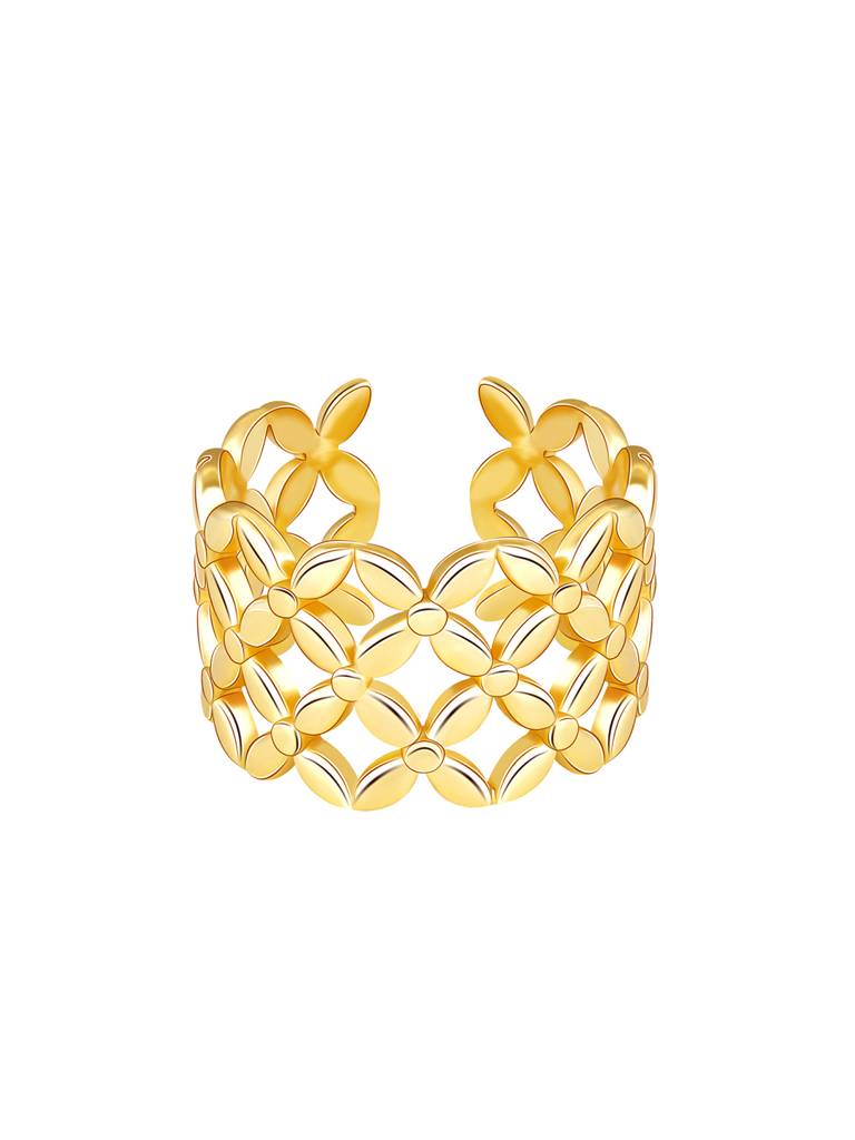 GIVA 925 Sterling Silver Golden Interwoven Twine Open Ring