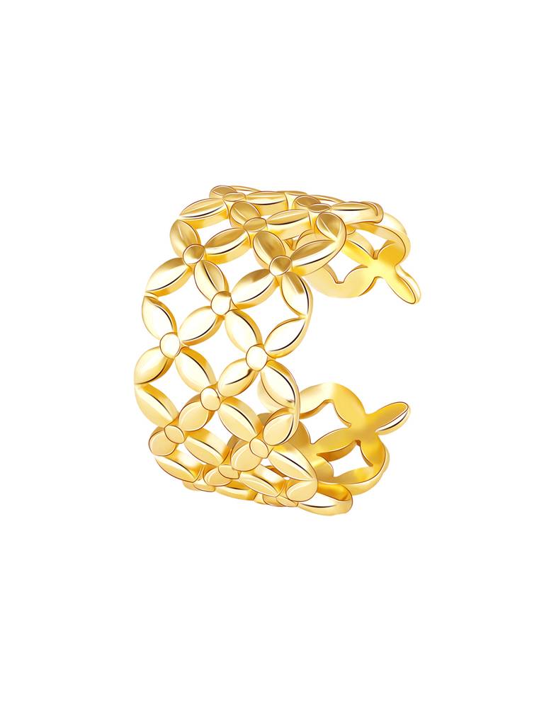 GIVA 925 Sterling Silver Golden Interwoven Twine Open Ring