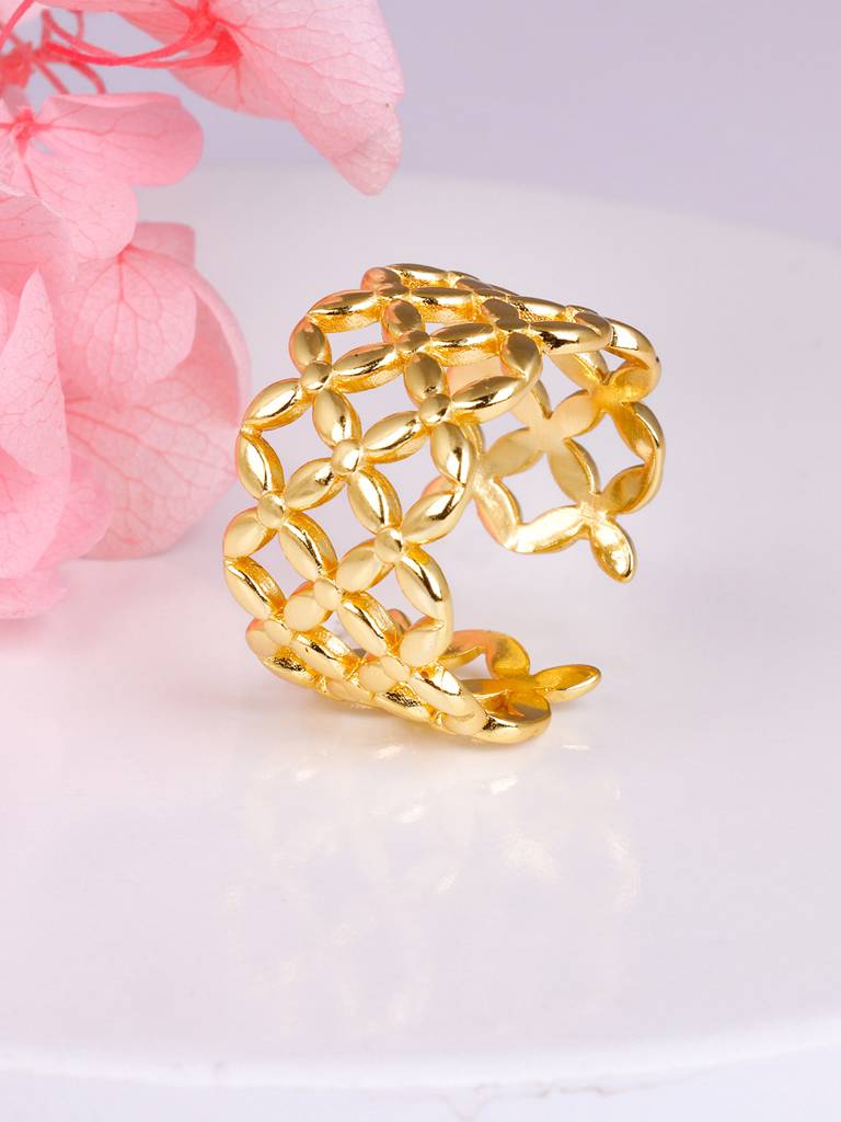 GIVA 925 Sterling Silver Golden Interwoven Twine Open Ring