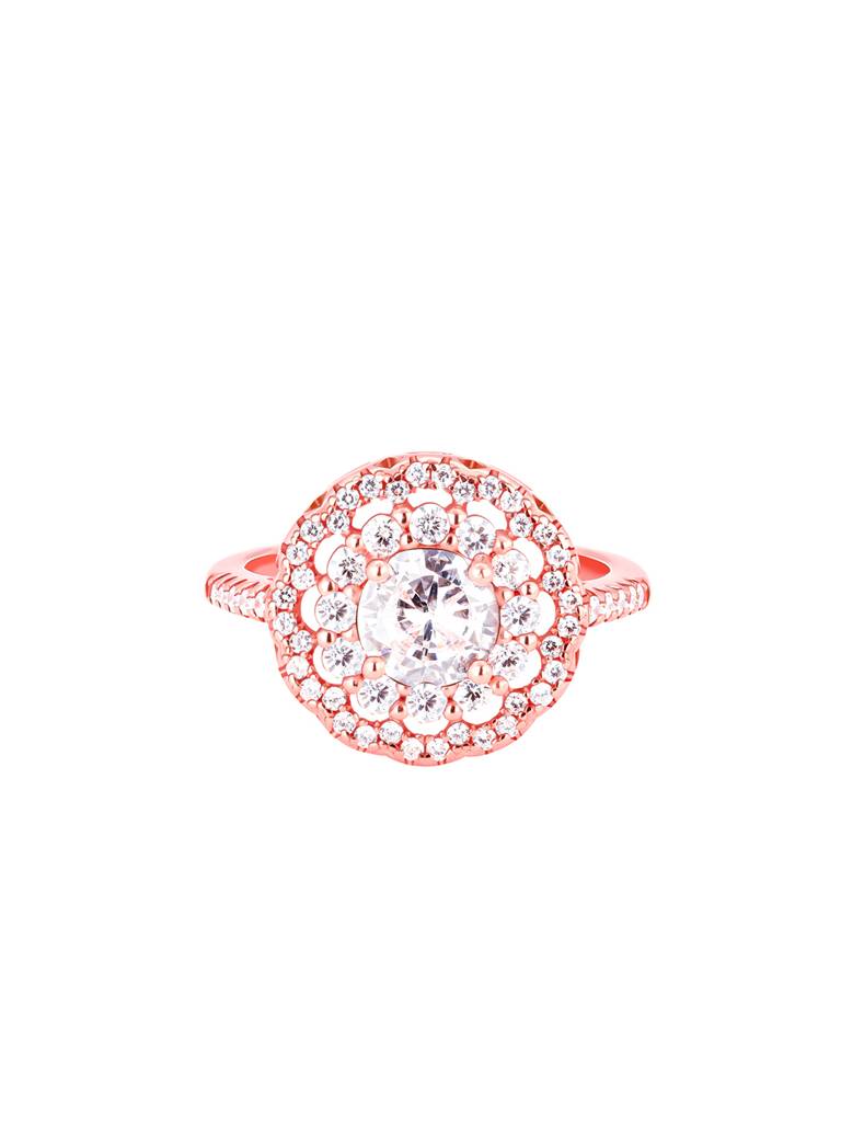 Giva 925 Sterling Silver Rose Gold Dazzling Dahlia Ring