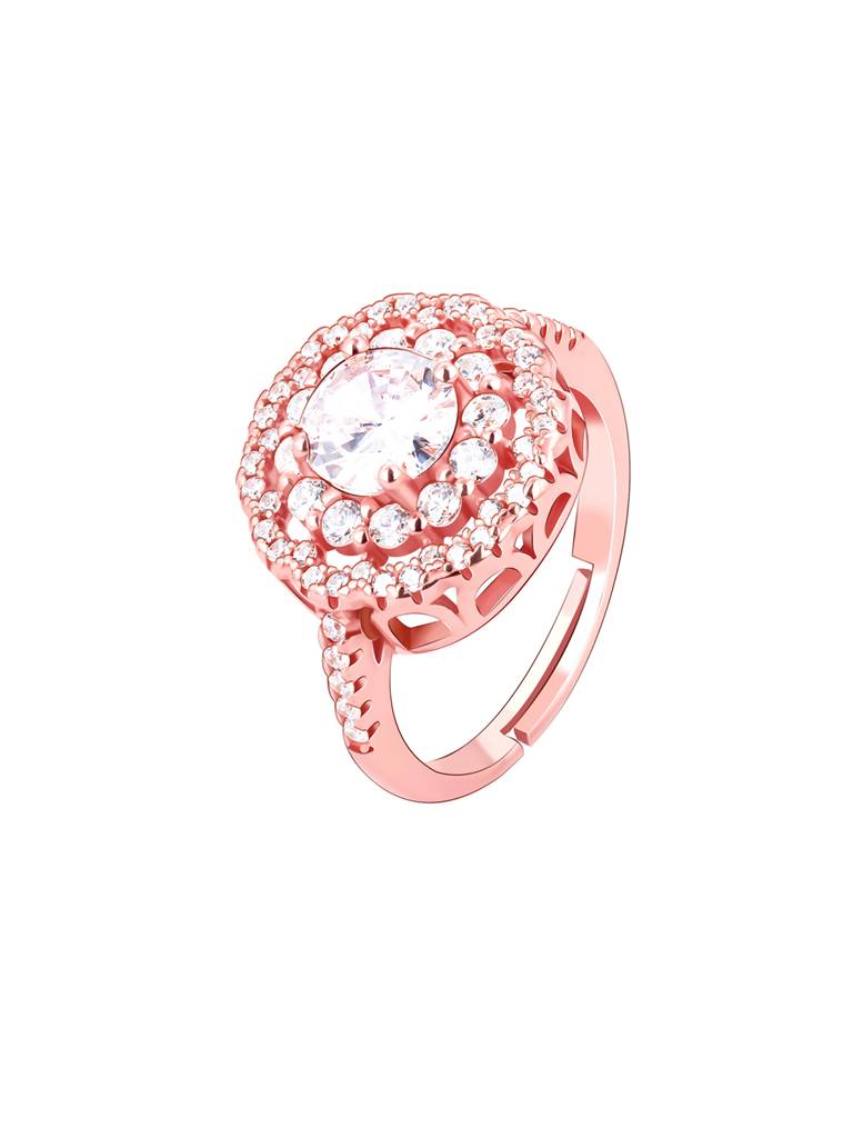 Giva 925 Sterling Silver Rose Gold Dazzling Dahlia Ring