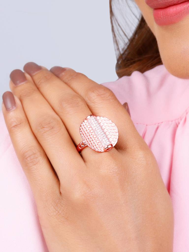 GIVA 925 Sterling Silver Rose Gold Sparkly Mesh Ring