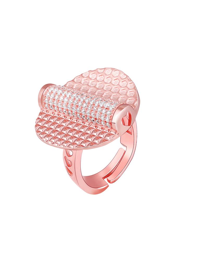 GIVA 925 Sterling Silver Rose Gold Sparkly Mesh Ring