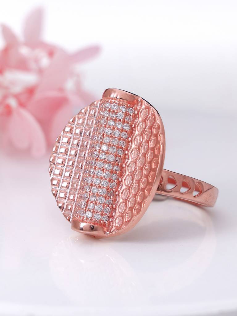 GIVA 925 Sterling Silver Rose Gold Sparkly Mesh Ring